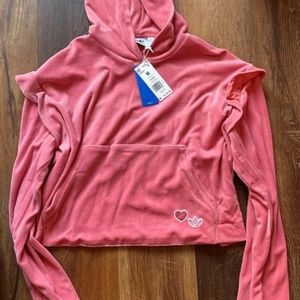 Adidas Originals Bellista Ruffle Velour hoodie size M